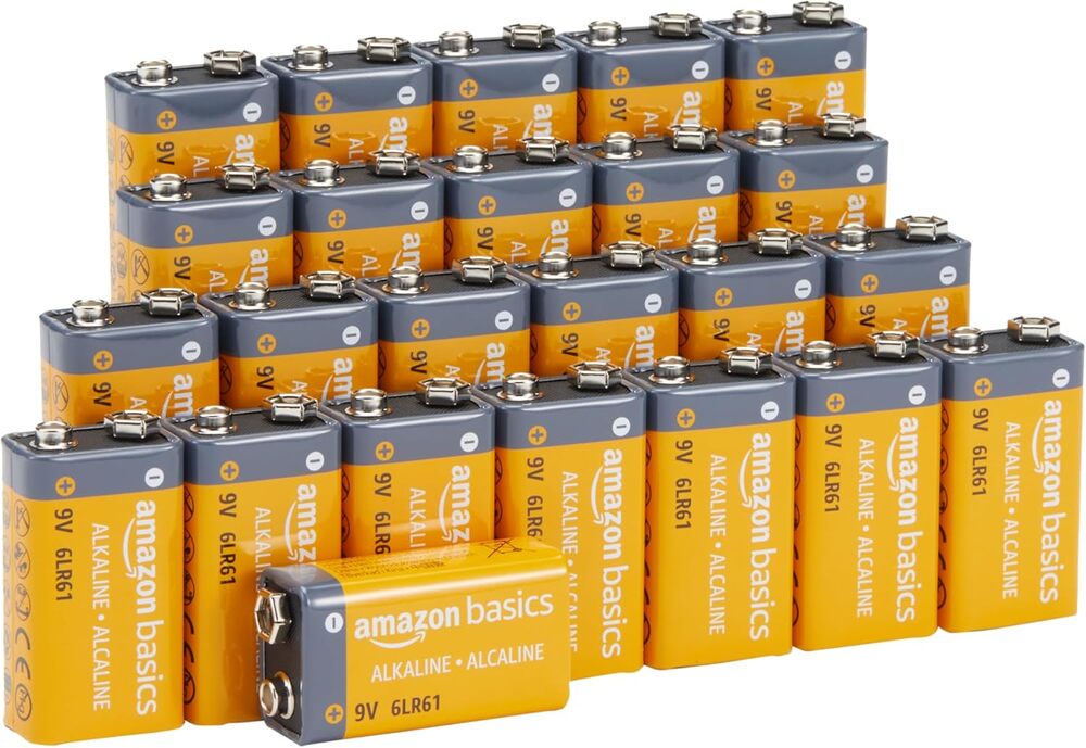 Amazon Basics 24-Pack 9V Alkaline Batteries, Smoke Detector, Electronics & Audio
